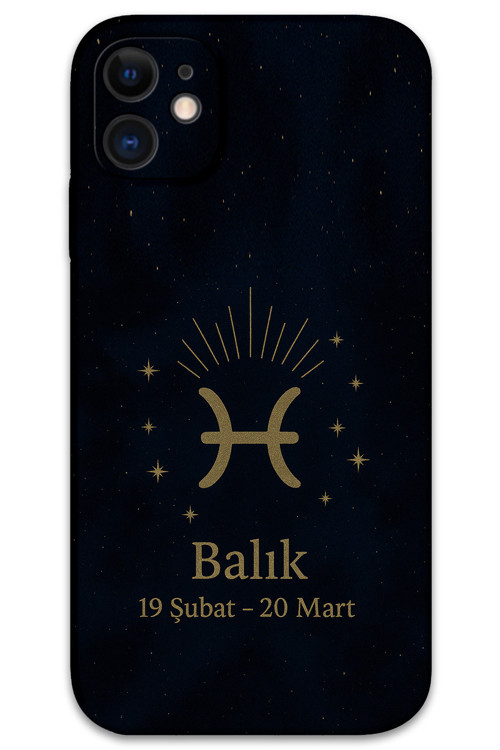 İphone 11 Uyumlu Balık Burcu Desenli Telefon Kılıfı + Ekran Koruyucu - 5779