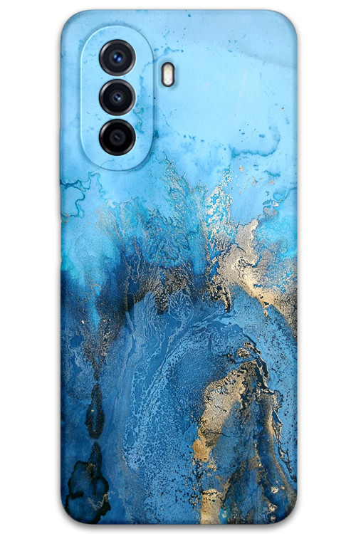 Huawei Nova Y70 Uyumlu Mermer Desenli Telefon Kılıfı + Ekran Koruyucu - 5812