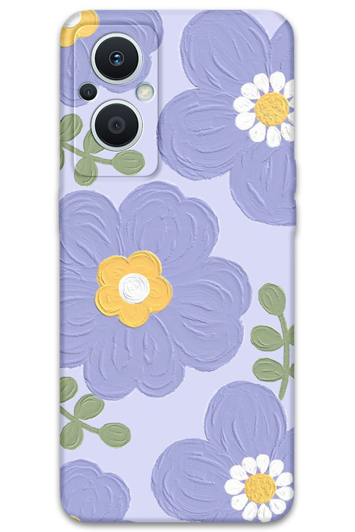 Oppo Reno 7 Lite Uyumlu Çiçek Desenli Telefon Kılıfı + Ekran Koruyucu - 5799