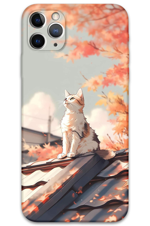 İphone 11 Pro Max Uyumlu Kedi Desenli Telefon Kılıfı + Ekran Koruyucu - 5784