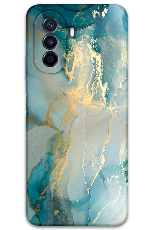 Huawei Nova Y70 Uyumlu Mermer Desenli Telefon Kılıfı + Ekran Koruyucu - 5814