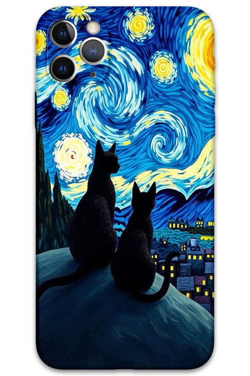 İphone 11 Pro Max Uyumlu Kedi Desenli Telefon Kılıfı + Ekran Koruyucu - 5782