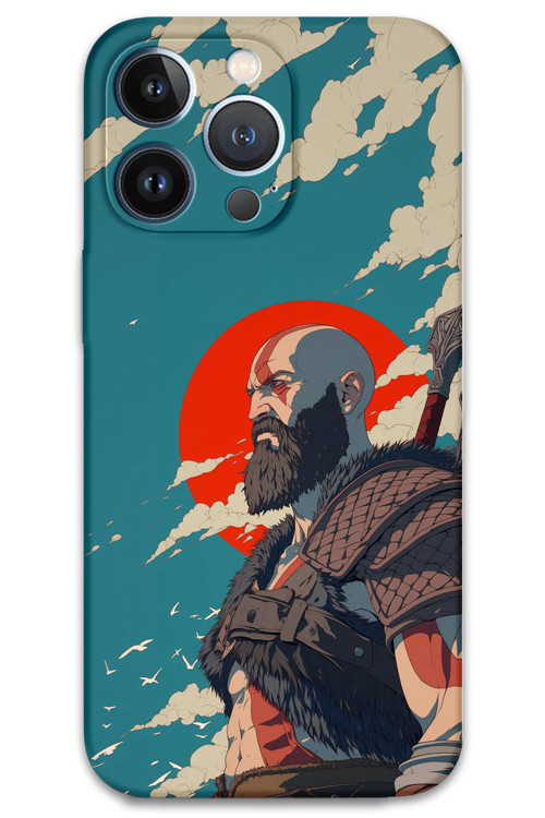 İphone 13 Pro Uyumlu Kratos Desenli Telefon Kılıfı + Ekran Koruyucu - 5824