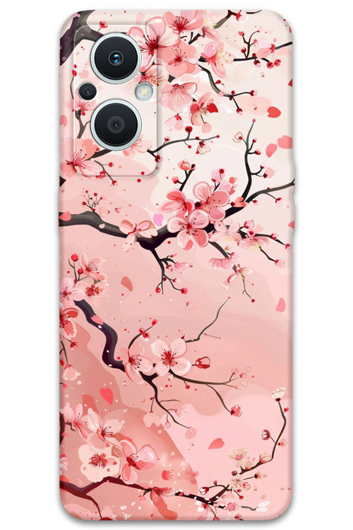 Oppo Reno 7 Lite Uyumlu Çiçek Desenli Telefon Kılıfı + Ekran Koruyucu - 5805