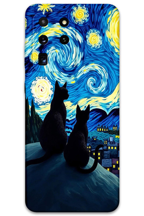 Galaxy S20 Ultra Uyumlu Kedi Desenli Telefon Kılıfı + Ekran Koruyucu - 5782