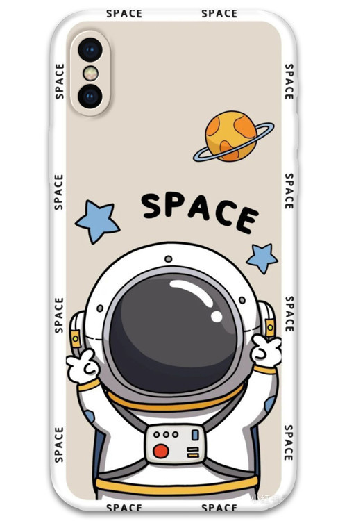 İphone Xs Max Uyumlu Astronot Desenli Telefon Kılıfı + Ekran Koruyucu - 5865