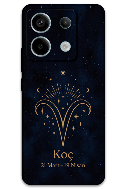 Poco M6 Pro Uyumlu Koç Burcu Desenli Telefon Kılıfı + Ekran Koruyucu - 5768