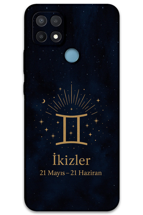 Oppo A15 Uyumlu İkizler Burcu Desenli Telefon Kılıfı + Ekran Koruyucu - 5770
