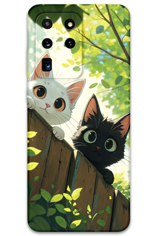 Galaxy S20 Ultra Uyumlu Kedi Desenli Telefon Kılıfı + Ekran Koruyucu - 5785