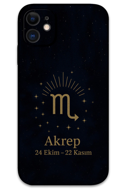 İphone 12 Uyumlu Akrep Burcu Desenli Telefon Kılıfı + Ekran Koruyucu - 5775