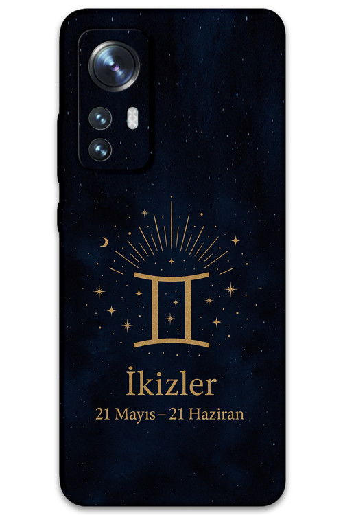 Xiaomi Mi 12 Uyumlu İkizler Burcu Desenli Telefon Kılıfı + Ekran Koruyucu - 5770