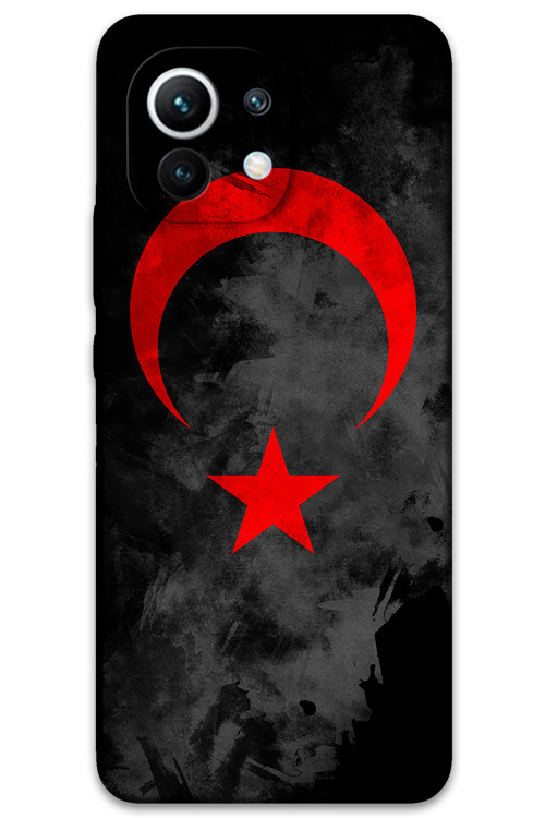 Xiaomi Mi 11 Uyumlu Türk Bayrağı Desenli Telefon Kılıfı + Ekran Koruyucu - 5852