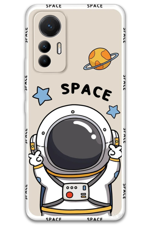 Xiaomi Mi 12 Lite Uyumlu Astronot Desenli Telefon Kılıfı + Ekran Koruyucu - 5865