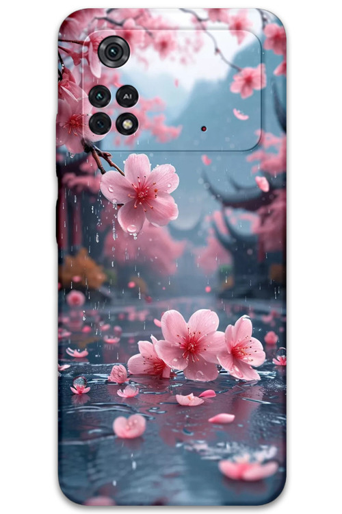 Poco M4 Pro 4G Uyumlu Çiçek Desenli Telefon Kılıfı + Ekran Koruyucu - 5794
