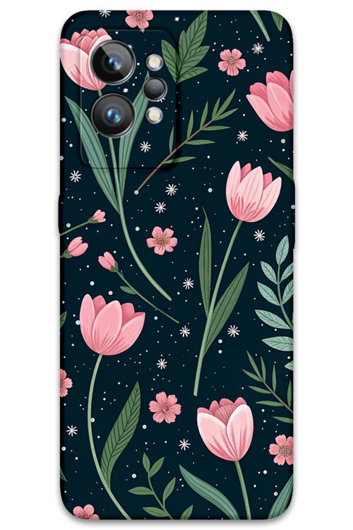 Realme Gt 2 Pro Uyumlu Çiçek Desenli Telefon Kılıfı + Ekran Koruyucu - 5788