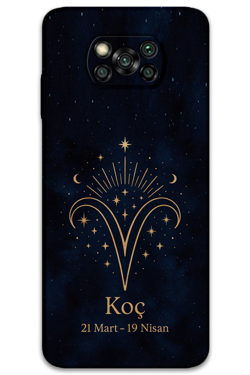 Poco X3 Pro Uyumlu Koç Burcu Desenli Telefon Kılıfı + Ekran Koruyucu - 5768
