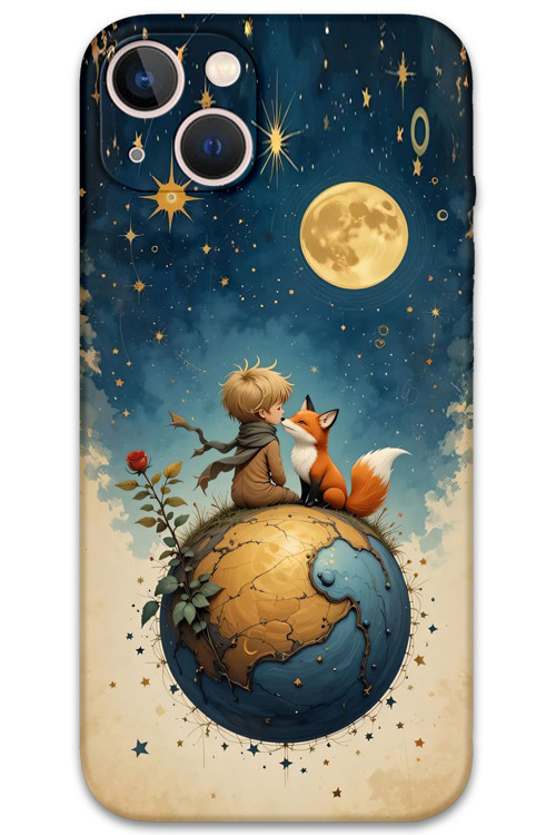 İphone 14 Uyumlu Çizgi Film Desenli Telefon Kılıfı + Ekran Koruyucu - 5823
