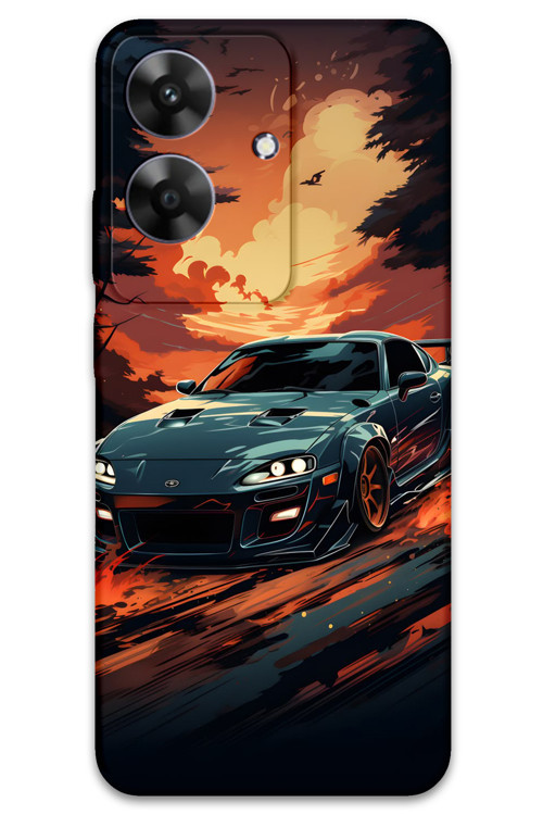 Realme Note 60 Uyumlu Araba Desenli Telefon Kılıfı + Ekran Koruyucu - 5766