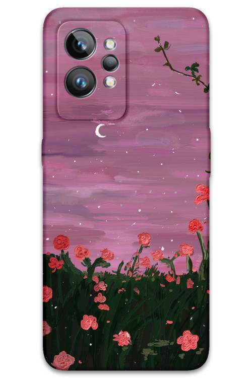 Realme Gt 2 Pro Uyumlu Çiçek Desenli Telefon Kılıfı + Ekran Koruyucu - 5793