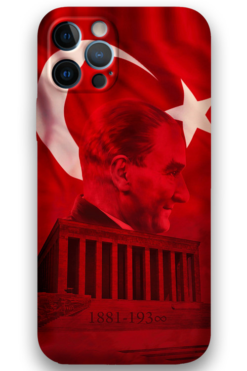 İphone 12 Pro Uyumlu Atatürk Desenli Telefon Kılıfı + Ekran Koruyucu - 5848