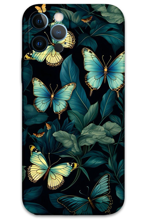 İphone 12 Pro Uyumlu Kelebek Desenli Telefon Kılıfı + Ekran Koruyucu - 5791