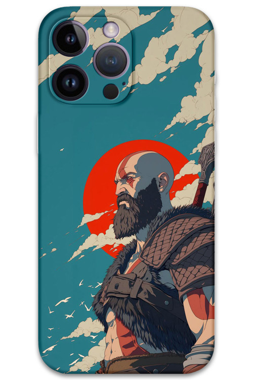 İphone 14 Pro Uyumlu Kratos Desenli Telefon Kılıfı + Ekran Koruyucu - 5824