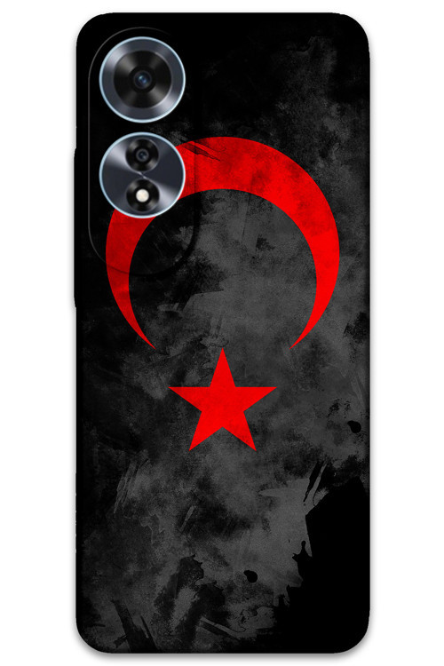 Oppo A60 Uyumlu Türk Bayrağı Desenli Telefon Kılıfı + Ekran Koruyucu - 5852