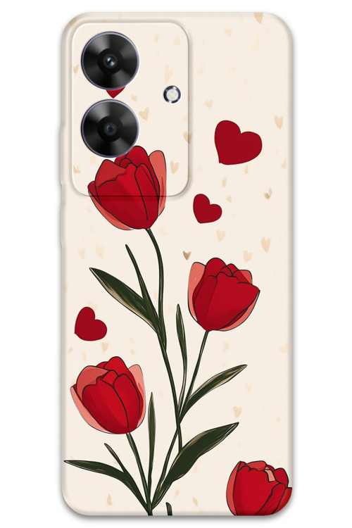 Realme Note 60 Uyumlu Çiçek Desenli Telefon Kılıfı + Ekran Koruyucu - 5789