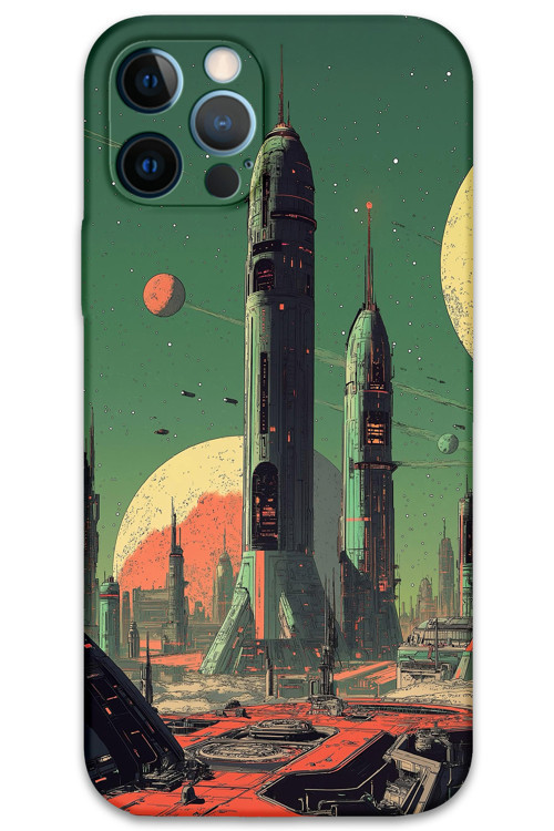 İphone 12 Pro Max Uyumlu Uzay Desenli Telefon Kılıfı + Ekran Koruyucu - 5870
