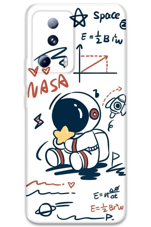 Xiaomi Mi 13 Lite Uyumlu Astronot Desenli Telefon Kılıfı + Ekran Koruyucu - 5858