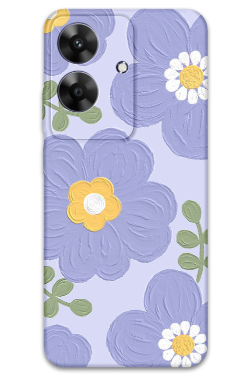 Realme Note 60 Uyumlu Çiçek Desenli Telefon Kılıfı + Ekran Koruyucu - 5799