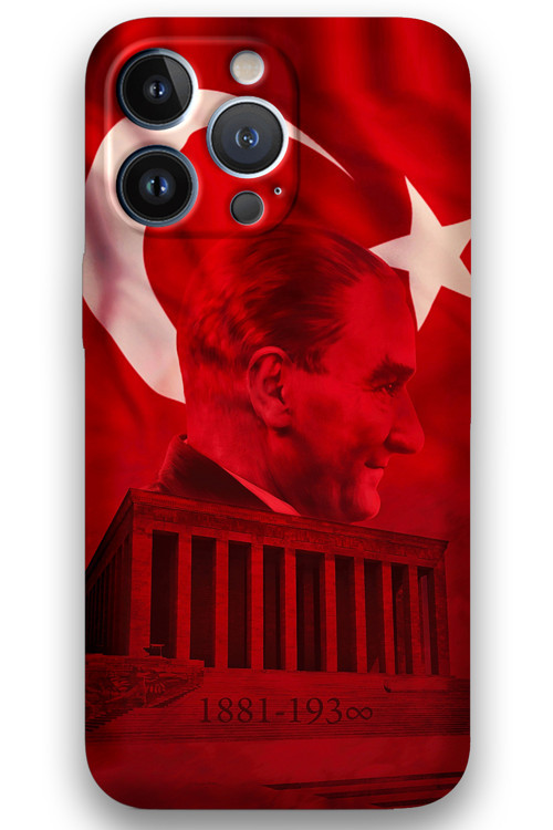 İphone 13 Pro Uyumlu Atatürk Desenli Telefon Kılıfı + Ekran Koruyucu - 5848