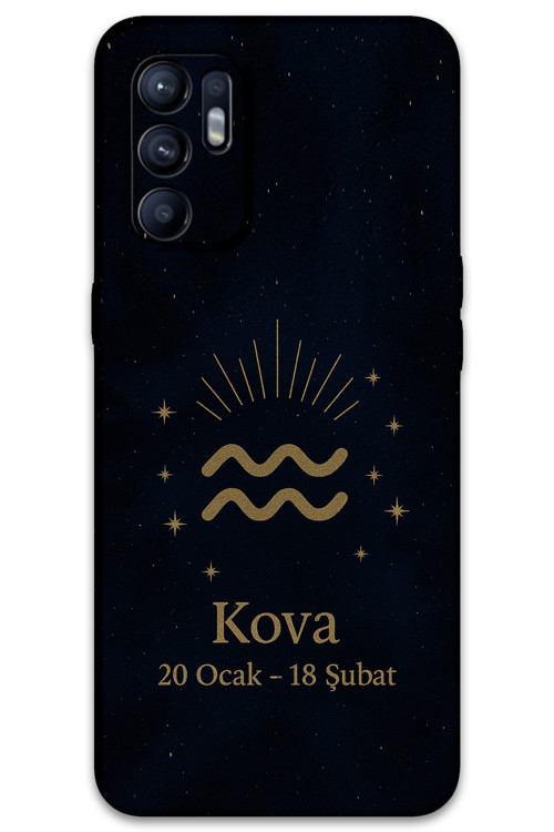 Oppo Reno 6 Uyumlu Kova Burcu Desenli Telefon Kılıfı + Ekran Koruyucu - 5778