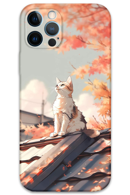 İphone 12 Pro Max Uyumlu Kedi Desenli Telefon Kılıfı + Ekran Koruyucu - 5784
