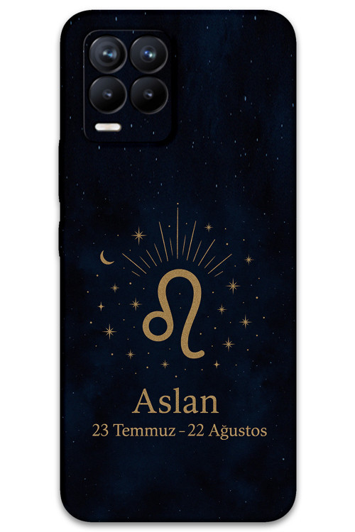 Realme 8 Uyumlu Aslan Burcu Desenli Telefon Kılıfı + Ekran Koruyucu - 5772