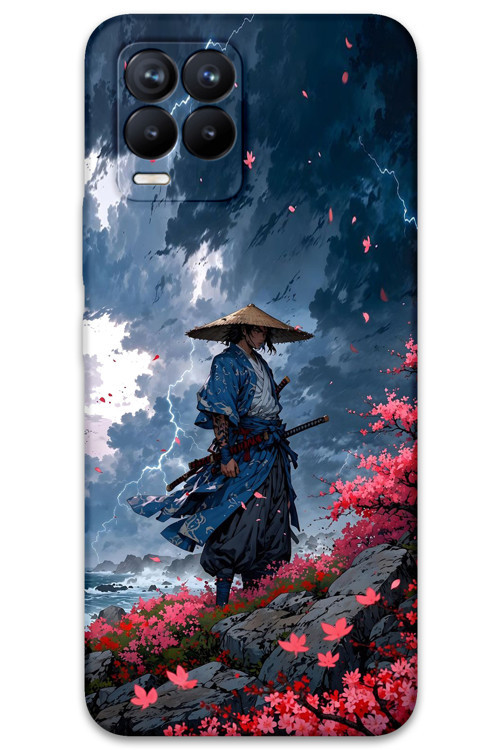 Realme 8 Pro Uyumlu Samuray Desenli Telefon Kılıfı + Ekran Koruyucu - 5825