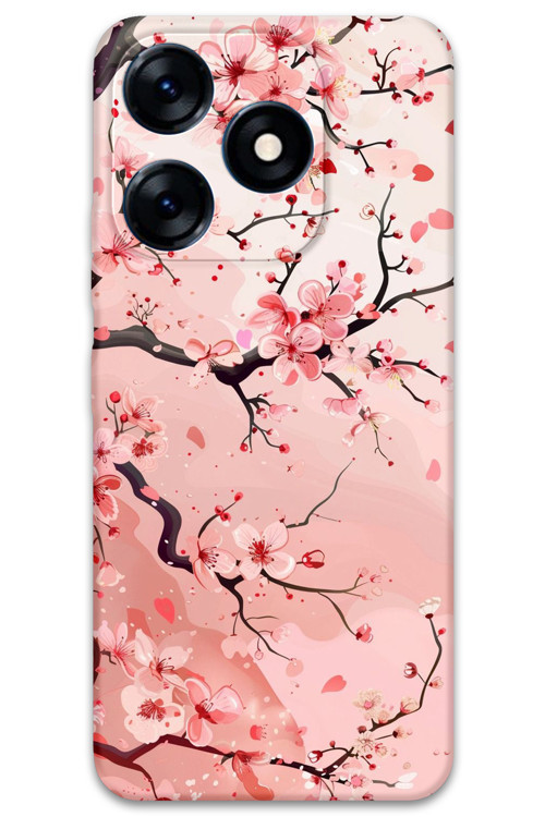 Tecno Spark 20C Uyumlu Çiçek Desenli Telefon Kılıfı + Ekran Koruyucu - 5805