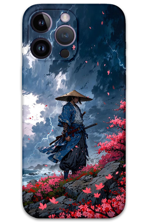 İphone 14 Pro Uyumlu Samuray Desenli Telefon Kılıfı + Ekran Koruyucu - 5825