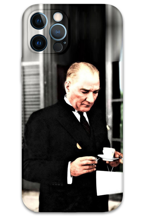 İphone 12 Pro Max Uyumlu Atatürk Desenli Telefon Kılıfı + Ekran Koruyucu - 5850