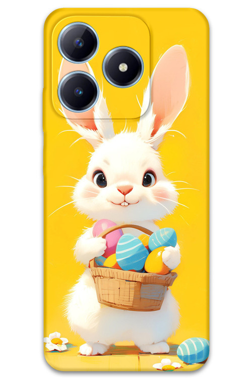 Realme Note 50 Uyumlu Tavşan Desenli Telefon Kılıfı + Ekran Koruyucu - 5806