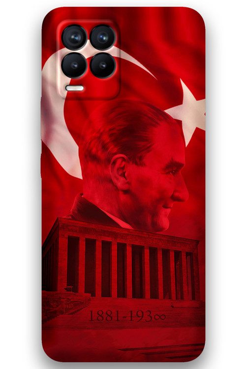 Realme 8 Pro Uyumlu Atatürk Desenli Telefon Kılıfı + Ekran Koruyucu - 5848
