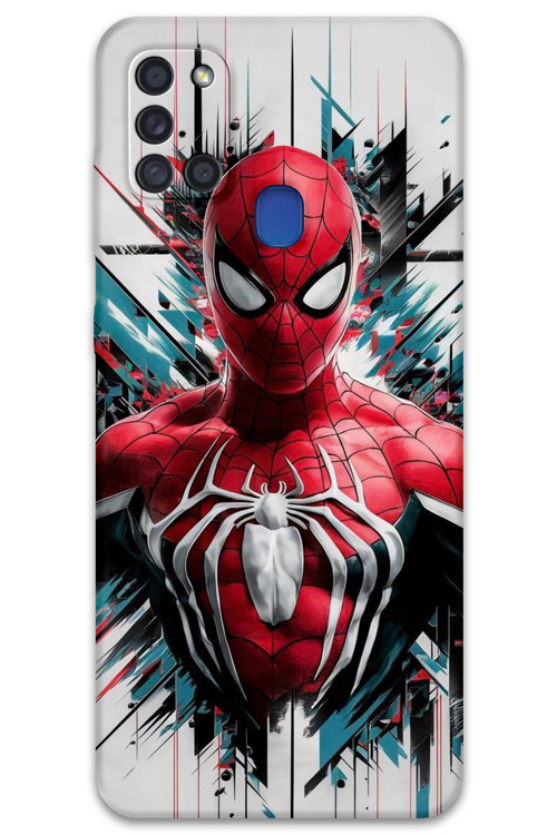 Galaxy A21S Uyumlu Spiderman Desenli Telefon Kılıfı + Ekran Koruyucu - 5831
