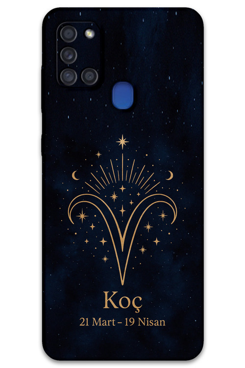 Galaxy A21S Uyumlu Koç Burcu Desenli Telefon Kılıfı + Ekran Koruyucu - 5768