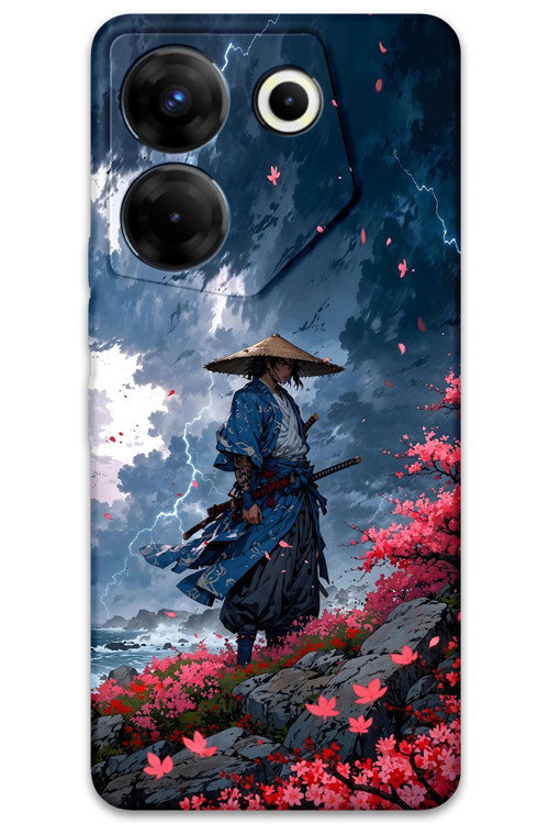 Tecno Camon 20 Uyumlu Samuray Desenli Telefon Kılıfı + Ekran Koruyucu - 5825