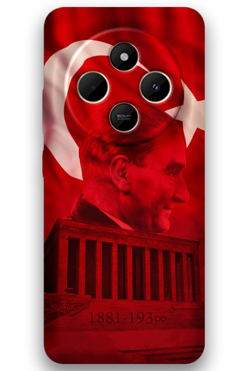 Xiaomi Redmi 14C Uyumlu Atatürk Desenli Telefon Kılıfı + Ekran Koruyucu - 5848