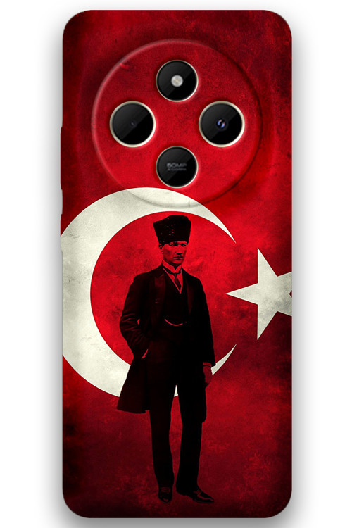 Xiaomi Redmi 14C Uyumlu Atatürk Desenli Telefon Kılıfı + Ekran Koruyucu - 5849