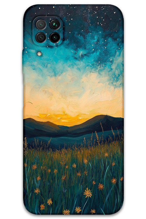 Huawei P40 Lite Uyumlu Uzay Desenli Telefon Kılıfı + Ekran Koruyucu - 5871