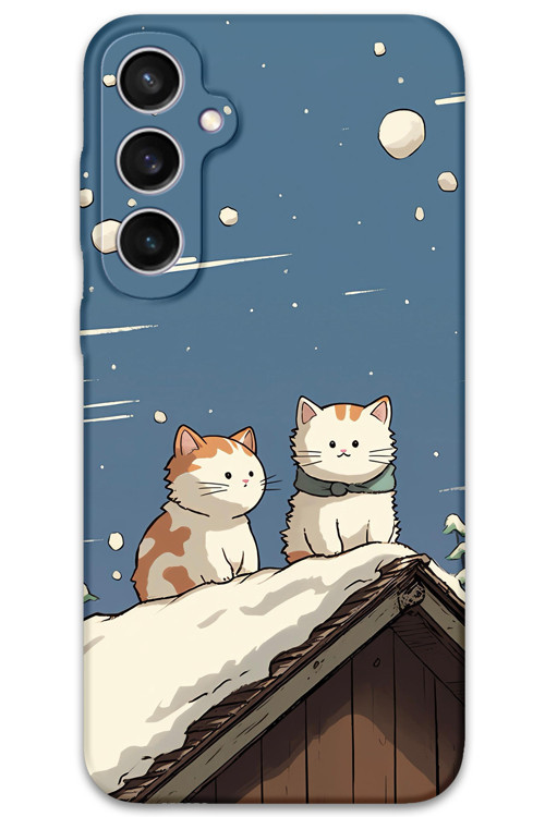 Galaxy S25 Plus Uyumlu Kedi Desenli Telefon Kılıfı + Ekran Koruyucu - 5780