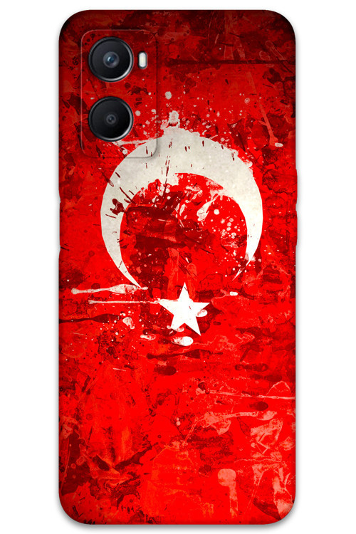 Oppo A96 Uyumlu Türk Bayrağı Desenli Telefon Kılıfı + Ekran Koruyucu - 5847