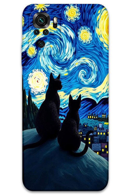 Xiaomi Redmi Note 10 Uyumlu Kedi Desenli Telefon Kılıfı + Ekran Koruyucu - 5782